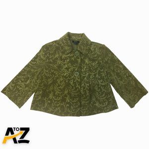 R.Q.T. Womens Blazer Size Petite Large Green Collared Button Up